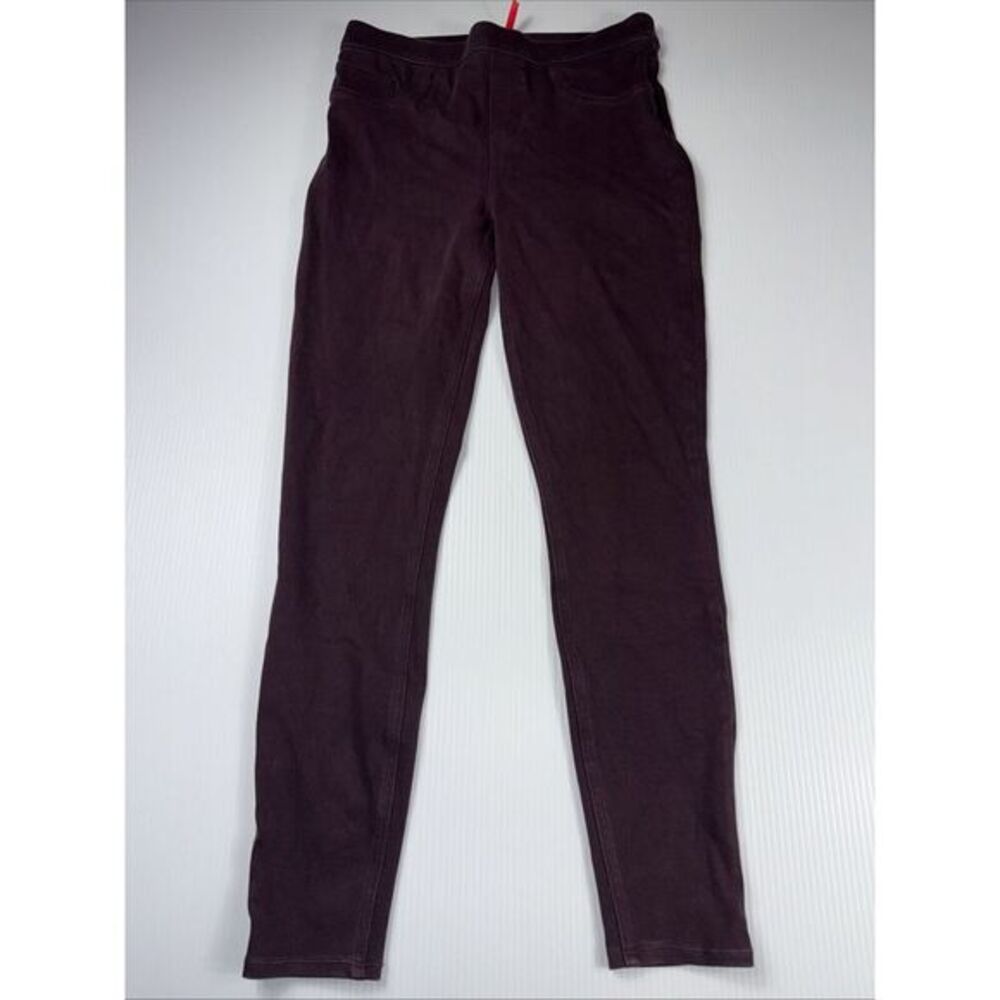 Spanx Jean-ish Ankle Leggingsâ Size Large Twill Burgundy Pull On Wine